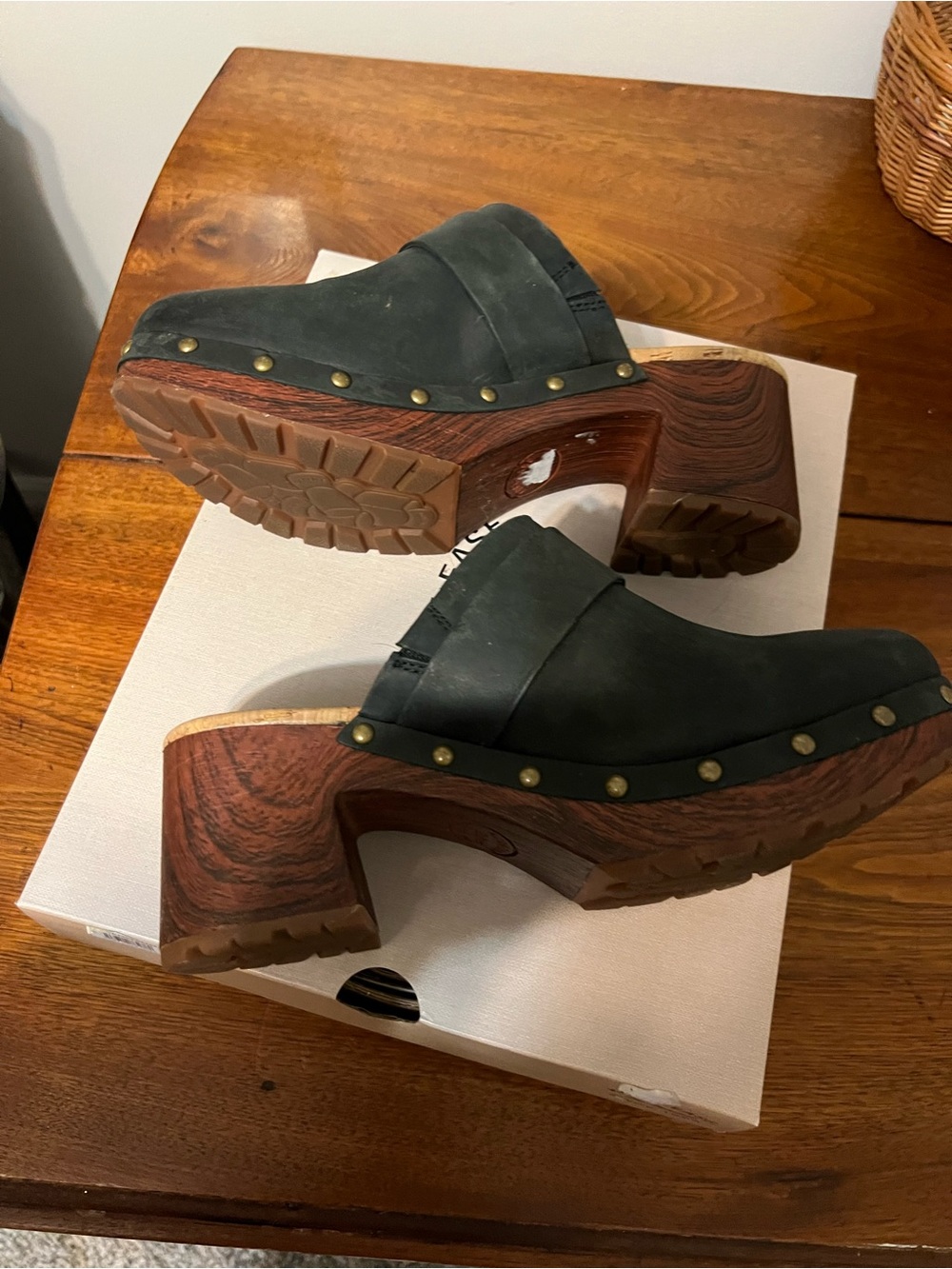 Kork-Ease Black Leather Studded Clog Mule with Buckle Detail - Picture 8 of 10